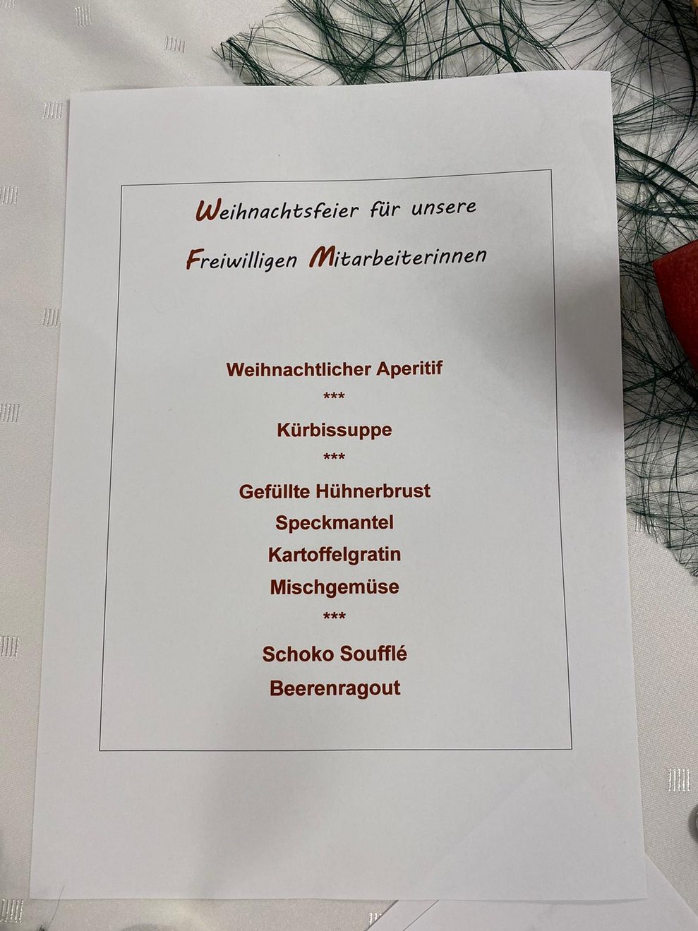 Menü für den heutigen Tag